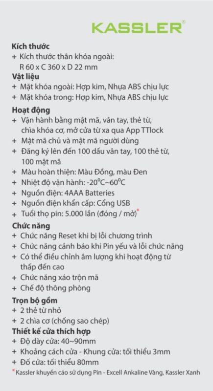 Khóa điện tử Kassler KL 566 App Black